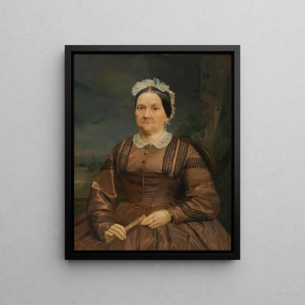 Portrait d'une dame en robe de soie marron - Johann Baptist Reiter — kehystetty taideteos seinällä