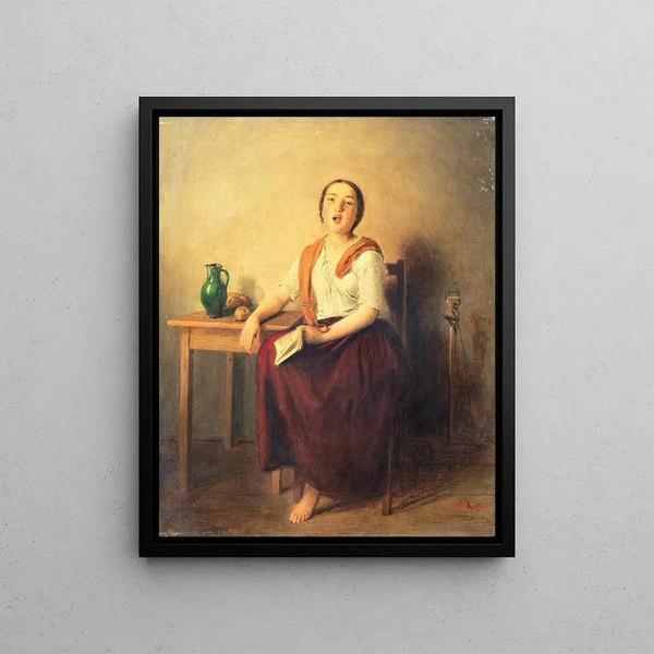 Portrait d'une jeune femme chantant - Johann Baptist Reiter — kehystetty taideteos seinällä