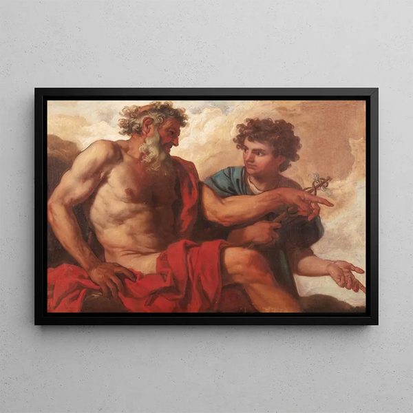 Johann Carl Lothin Merkurius ja Jupiter -maalaus — kehystetty taideteos seinällä
