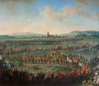 Keisari Frans I:n sisäänkäynti, Etienne ja hänen poikansa Joosef II Frankfurtissa 29. maaliskuuta 1764 - Johann Dallinger von Dalling — näkymä teoksesta