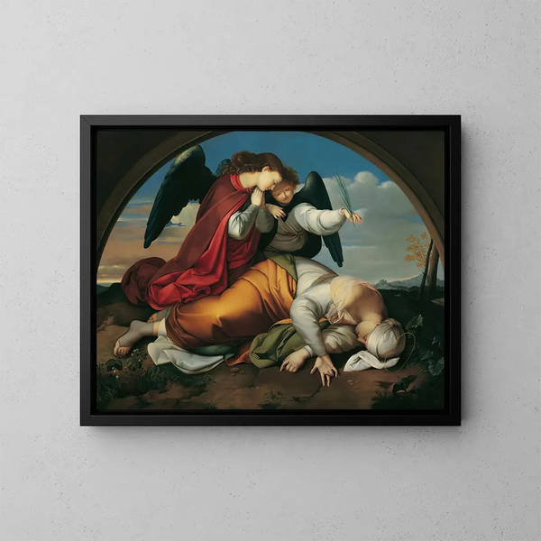 La sainte Cécile morte versio viennese - Johann Evangelist Scheffer von Leonhardshoff — kehystetty taideteos seinällä