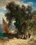 Lepo pohjoisen Italian järven rannalla - Johann Friedrich Hennings — näkymä teoksesta
