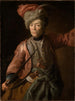 Muotokuva vanhasta naisesta hussarivaatteessa - Johann Georg Dathan — näkymä teoksesta