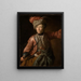 Muotokuva vanhasta naisesta hussarivaatteessa - Johann Georg Dathan — kehystetty taideteos seinällä