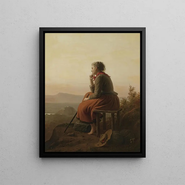Auf der Höhe Au-dessus des collines et au loin - Johann Georg Meyer von Bremen — kehystetty taideteos seinällä
