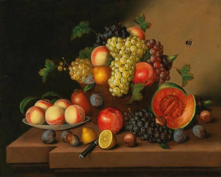 Suuri koristeellinen silmäkarkkikuvitus hedelmistä - Johann Georg Seitz — näkymä teoksesta