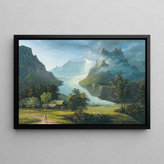 Johann Heinrich Bleuler - The Glacier Of Grindelwald With Mountain Peaks Fieschhrner And Hrnligrat.webp