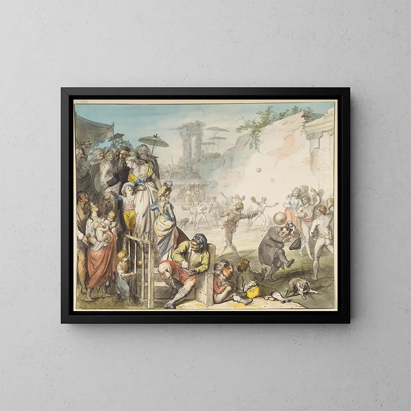 Pallopeli Roomassa - Johann Heinrich Ramberg — kehystetty taideteos seinällä