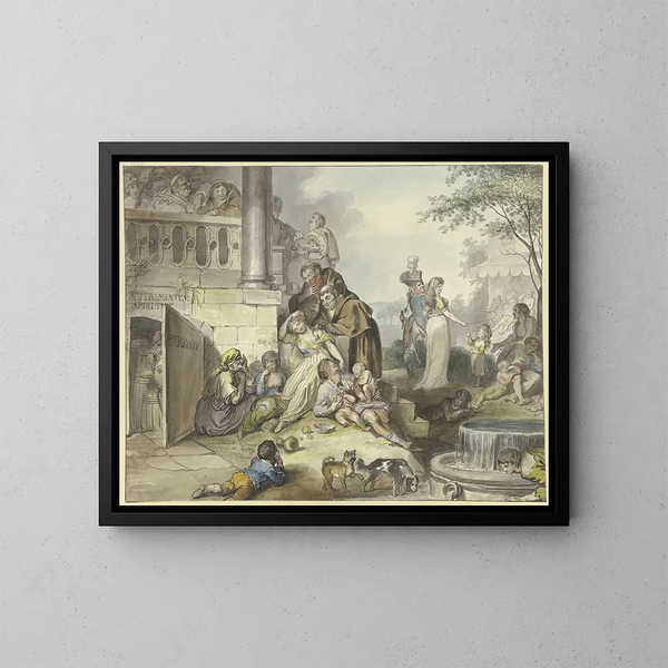 Doux farniente à Naples - Johann Heinrich Ramberg — kehystetty taideteos seinällä
