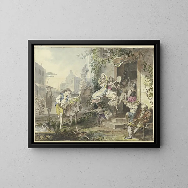 Divertissements populaires à Rome - Johann Heinrich Ramberg — kehystetty taideteos seinällä