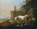 Bergers conduisant du bétail à travers un gué - Johann Heinrich Roos — näkymä teoksesta