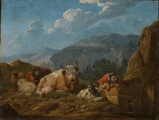 Italian vuoristomaisemasta - Johann Heinrich Roos — näkymä teoksesta