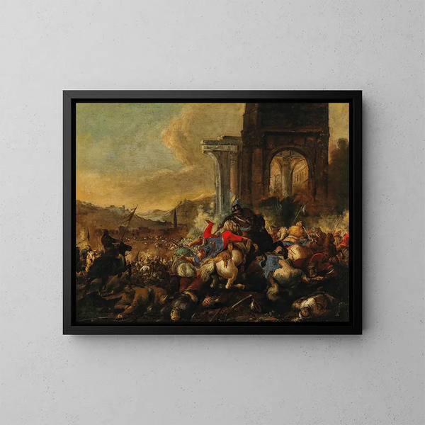 Le roi Jean Sobieski de Pologne à la bataille de Vienne - Johann Heinrich Roos — kehystetty taideteos seinällä