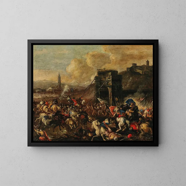 La bataille de Vienne - Johann Heinrich Roos — kehystetty taideteos seinällä
