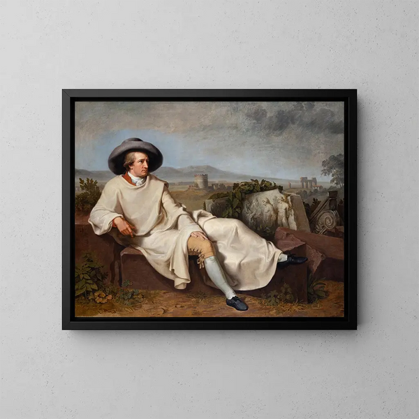 Goethe dans la Campagne romaine - Johann Heinrich Wilhelm Tischbein — kehystetty taideteos seinällä