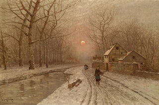 Johann Jungblut - Abendstimmung ber einer Dorfstrae.webp
