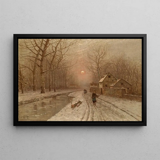 Johann Jungblut - Abendstimmung ber einer Dorfstrae.webp