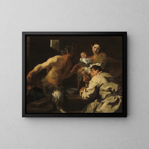 Le satyre et le paysan - Johann Liss — kehystetty taideteos seinällä