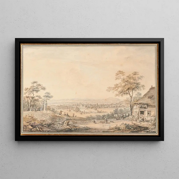 Belpin näkymä - Johann Ludwig Aberli — kehystetty taideteos seinällä
