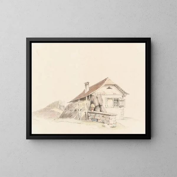 Maison de paysan - Johann Ludwig Aberli — kehystetty taideteos seinällä