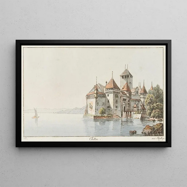 Chillonin maalaus - Johann Ludwig Aberli — kehystetty taideteos seinällä