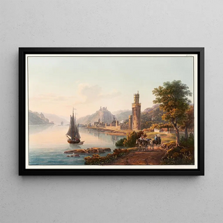 Johann Ludwig Bleuler - Vue dOberwesel des ruines de Schoenberg Gutenfels et Ochsenthourm.webp