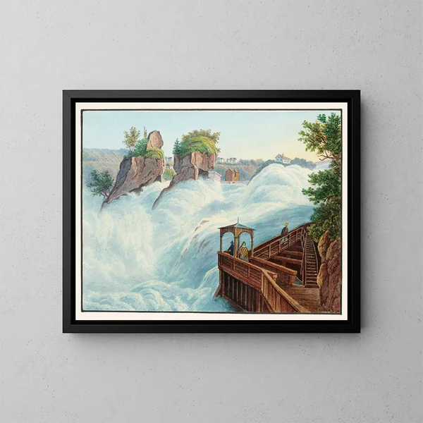 Vue de la chute du Rhin prise de Fichetz - Johann Ludwig Bleuler — kehystetty taideteos seinällä