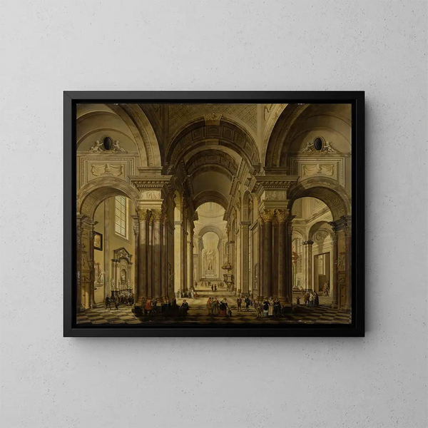 Barokkikirkon sisämaalaus - Johann Ludwig Ernst Morgenstern — kehystetty taideteos seinällä
