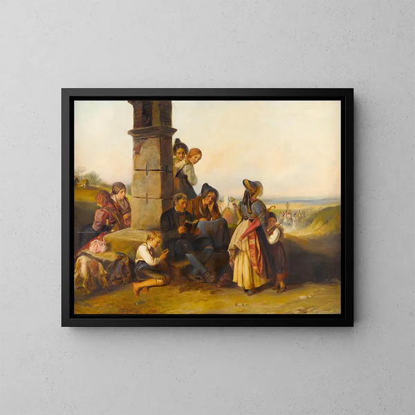 Une procession du Corpus Christi - Johann Matthias Ranftl — kehystetty taideteos seinällä
