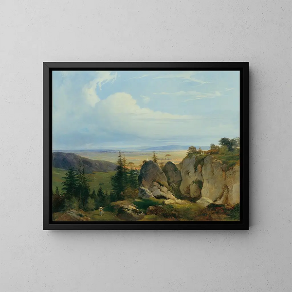 La lande de Wiener Neustadt vue de Wetzelsdorf - Johann Nepomuk Passini — kehystetty taideteos seinällä