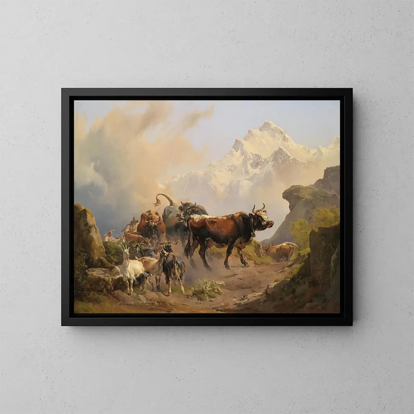 La transhumance - Johann Nepomuk Rauch — kehystetty taideteos seinällä