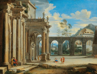 Un caprice architectural avec des figures - Johann Oswald Harms — näkymä teoksesta