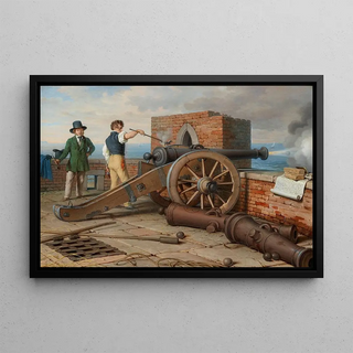Johann Peter Krafft - Knstlerfreunde lsen einen Kanonenschuss auf der Festung Michele bei Ostia Ferdinand Jagemann und Peter Krafft.webp