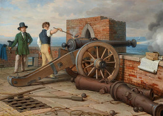 Johann Peter Krafft - Knstlerfreunde lsen einen Kanonenschuss auf der Festung Michele bei Ostia Ferdinand Jagemann und Peter Krafft.webp
