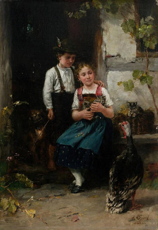 Johann Sperl - Geschwisterpaar mit Truthahn.webp