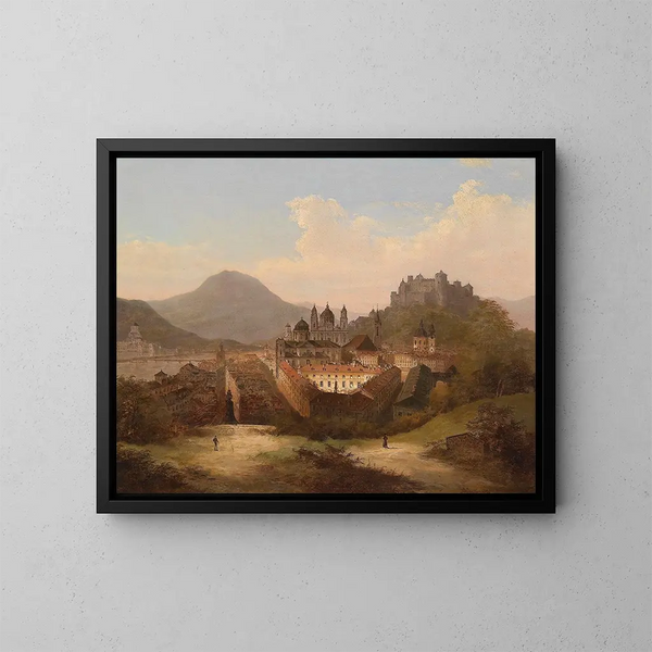 Vue sur Salzbourg - Johann Wilhelm Jankowski — kehystetty taideteos seinällä
