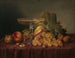 Still life with a glass of champagne and fruits on damask fabric - Johann Wilhelm Preyer — näkymä teoksesta
