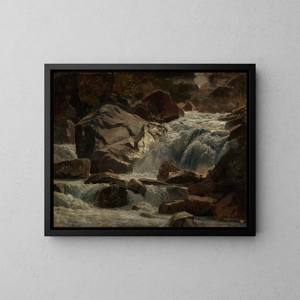 Ruisseau de montagne suisse - Johann Wilhelm Schirmer — kehystetty taideteos seinällä