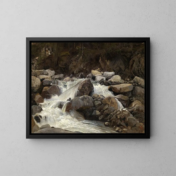 Ruisseau de montagne suisse - Johann Wilhelm Schirmer — kehystetty taideteos seinällä