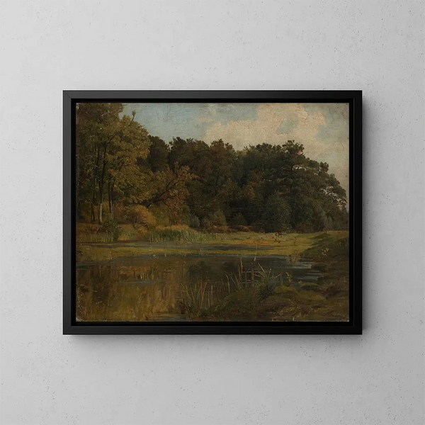 Metsälammi - Johann Wilhelm Schirmer — kehystetty taideteos seinällä