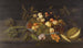 Luonnonkuva still life omenilla, päärynöillä, viinirypäleillä ja muilla hedelmillä kiinalaisessa posliinimaljassa, asetettuna reunalle kiinalaisessa melonin vieressä - Johannes Bosschaert — näkymä teoksesta