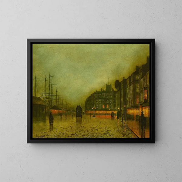 Liverpoolin satamat - John Atkinson Grimshaw — kehystetty taideteos seinällä