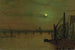 Waterloon Waterloo-sillan maalaus Lontoosta itään päin - John Atkinson Grimshaw — näkymä teoksesta
