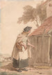 Vanha nainen kantaa koria - John Augustus Atkinson — näkymä teoksesta