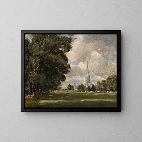 Salisburyin katedraalista Lower Marsh Close - John Constable — kehystetty taideteos seinällä