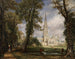 Salisburyin katedraalista piispanpuutarhasta - John Constable — näkymä teoksesta