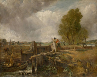 Tutkimus veneestä, joka kulkee sulun läpi - John Constable — näkymä teoksesta