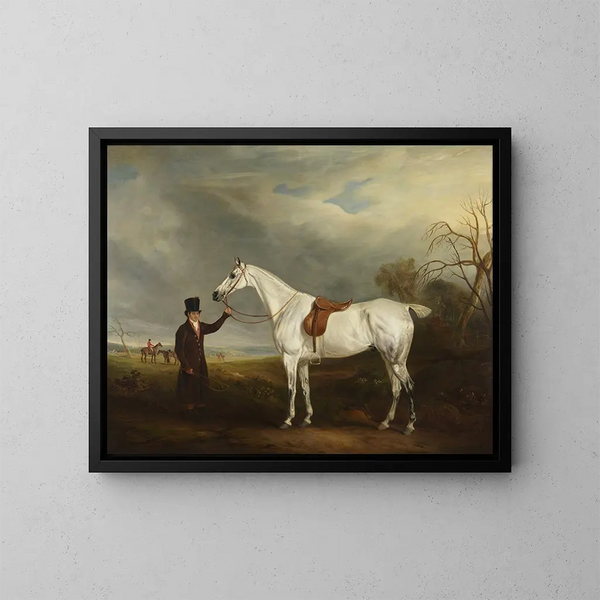 Le groom de Lord Howe avec un cheval gris - John Ferneley — kehystetty taideteos seinällä