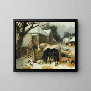 La vieille ferme en hiver - John Frederick Herring Jr. — kehystetty taideteos seinällä