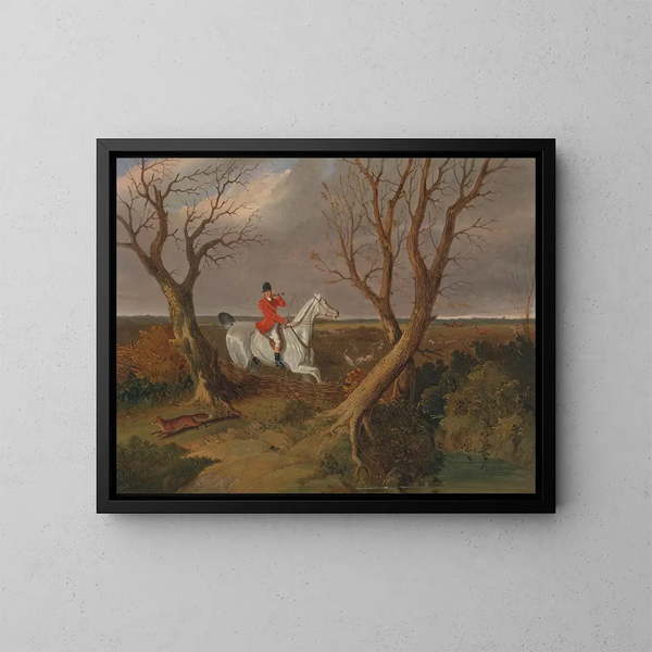 La chasse de Suffolk s'en va - John Frederick Herring l'Ancien — kehystetty taideteos seinällä